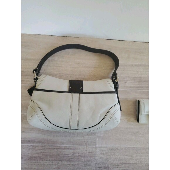 Coach F10909 Winter White Dk Brown Soho Leather Shoulder Bag & Wallet Set 2007 - Picture 3 of 16